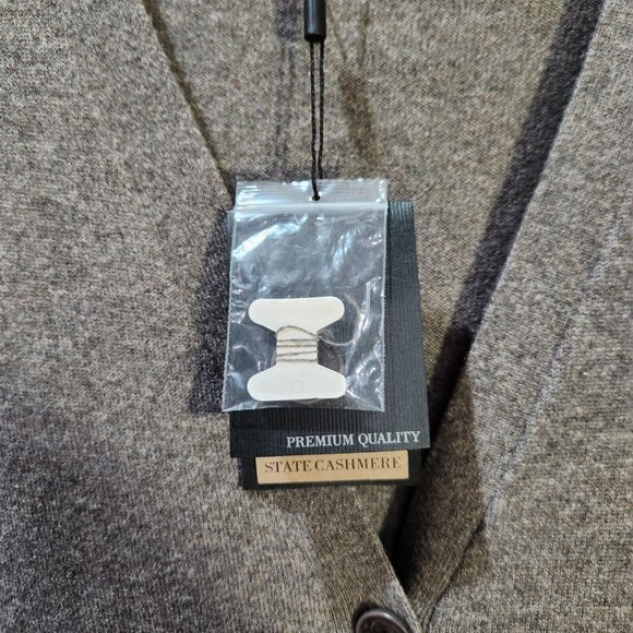 State Cashmere Open Front Cardigan 100% Pure Cashmere Women's M Grey Minimalist - Picture 5 of 5